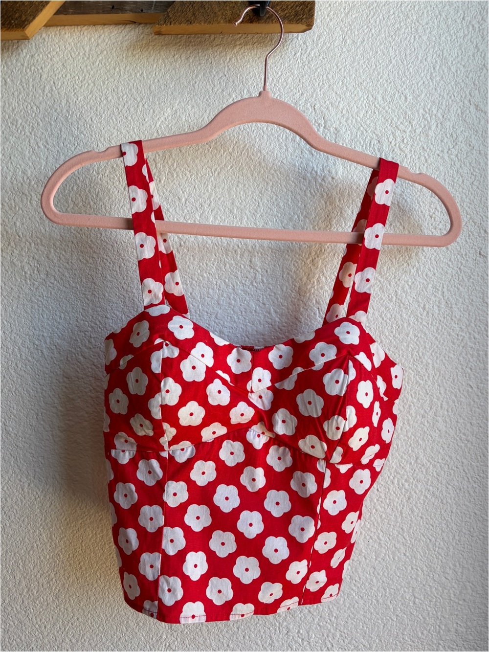 Y2K Wet Seal Red Floral Faux Corset Top
